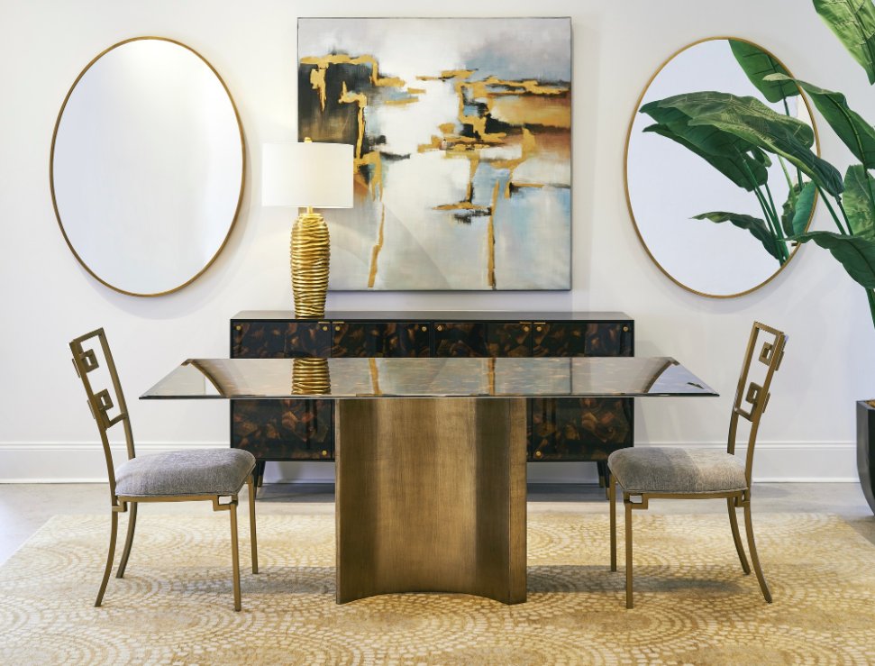 MeridienWorld's tweet photo. Classic, bold, and modern with the perfect touches of brass!
.
@bassettmirror  
.
.
.
#bassettmirror #diningroom #classic #bold #modern #brass #luxury #furnishingtheworld https://t.co/og5sZNIXIn