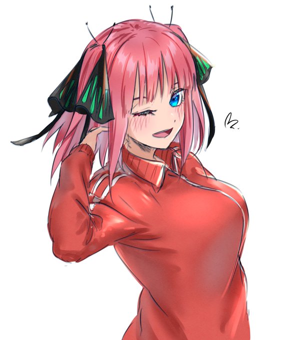 MiさんがTwitterに投稿した中野二乃(五等分の花嫁)のイラスト。
