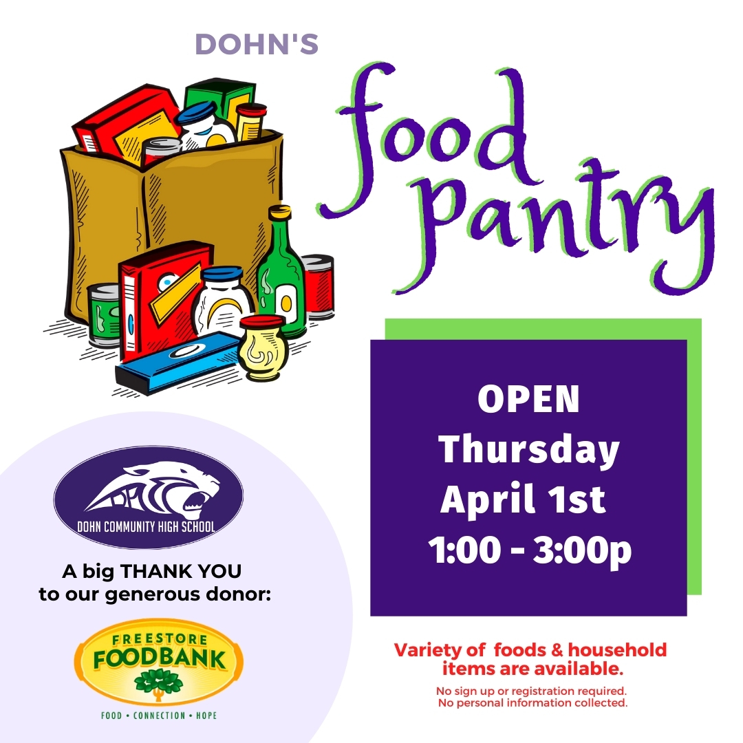 Food Pantry Open Thursday, April 1st
•First come first serve
•Practice social distancing
•Wear masks in building
•Bring your own bags if possible
Dohn Fitness Center, 4100 Reading Rd, 45229
THANKS to Cincy Freestore Fookbank!
Stay Safe! #DohnStrong