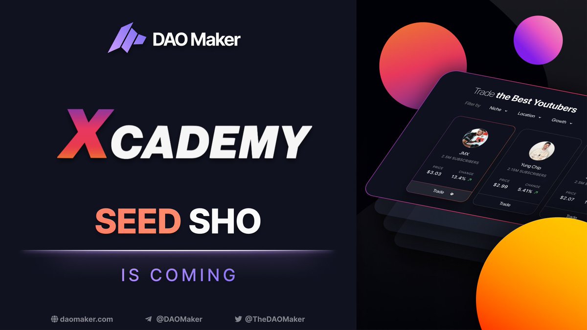 1/4

SEED SHO: XCAD Network

XCAD Network is a powerful bridge between global influencers and their fans. 

Community Round is Live
Join project socials and complete the form to be a part of the community round. There will be 50 winners of $100. 

FILL: forms.gle/d9gPaDCWvCP8du…
