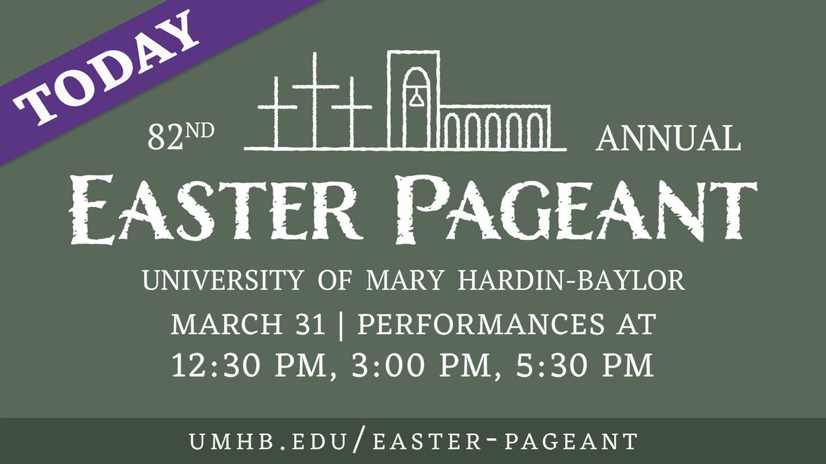 UMHB's tweet photo. Today is the day!! Join us at 12:30pm, 3pm, or 5:30pm for our 82nd Annual Easter Pageant! We will be live-streaming the event at https://t.co/e0M38OdLoj. The event is also open to the public. 💜 💛 #UMHB #EasterPageant https://t.co/WWKKS9vBLb