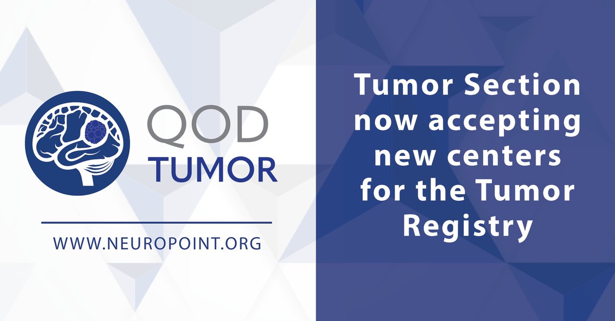 NSTumorSection's tweet photo. The Quality Outcomes Database (QOD) Tumor #Registry follows patients receiving surgery for most primary and metastatic intracranial tumors.
We are now accepting new centers for the registry.
For more information, please visit: 

https://t.co/ddm4nTSYMF https://t.co/cYVJpQkAtF