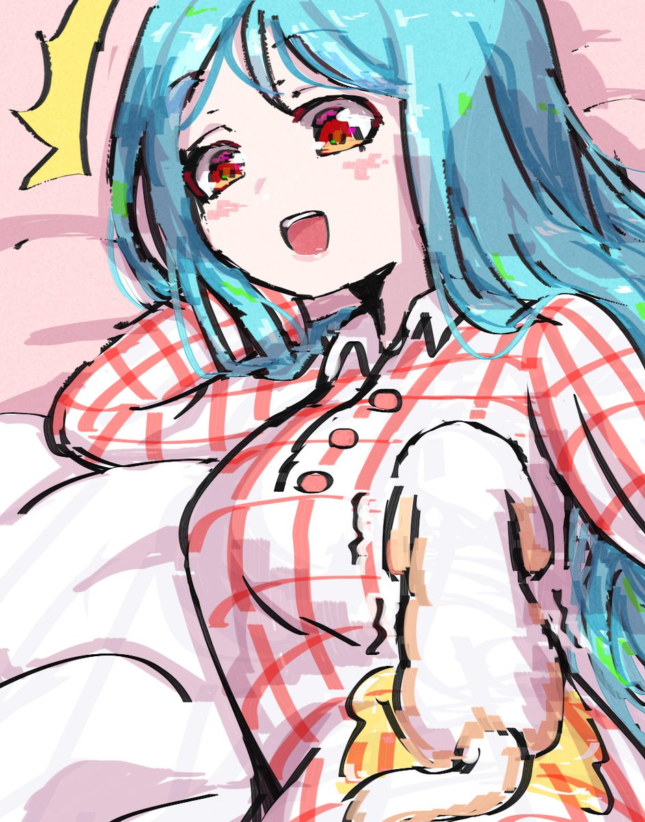 青髪多いな #今月描いた絵を晒そう 