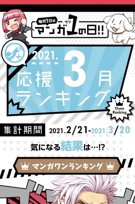 マンガワン3月のランキング
ヒマチの嬢王4位でした!
ありがとうございます〜? 