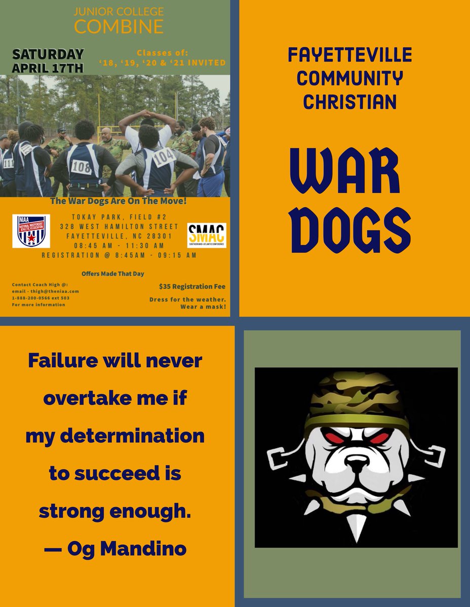 FCC_Athletics's tweet photo. Here to help you be great! @FccWarDogRec @UPHS_Football @ncfbpage @WBHS_Athletics @westoversports @TelanteWebber @252_the @ncfbpage @westoversports @DBHS_EAGLEPRIDE @FTSATHLETICS @71sthighccs @WeAreCapeFear @jucowardogcoach @jrcollegescout @FbRichmond @CoachBaileySHS @CHC3 https://t.co/BaiUdMuMEe