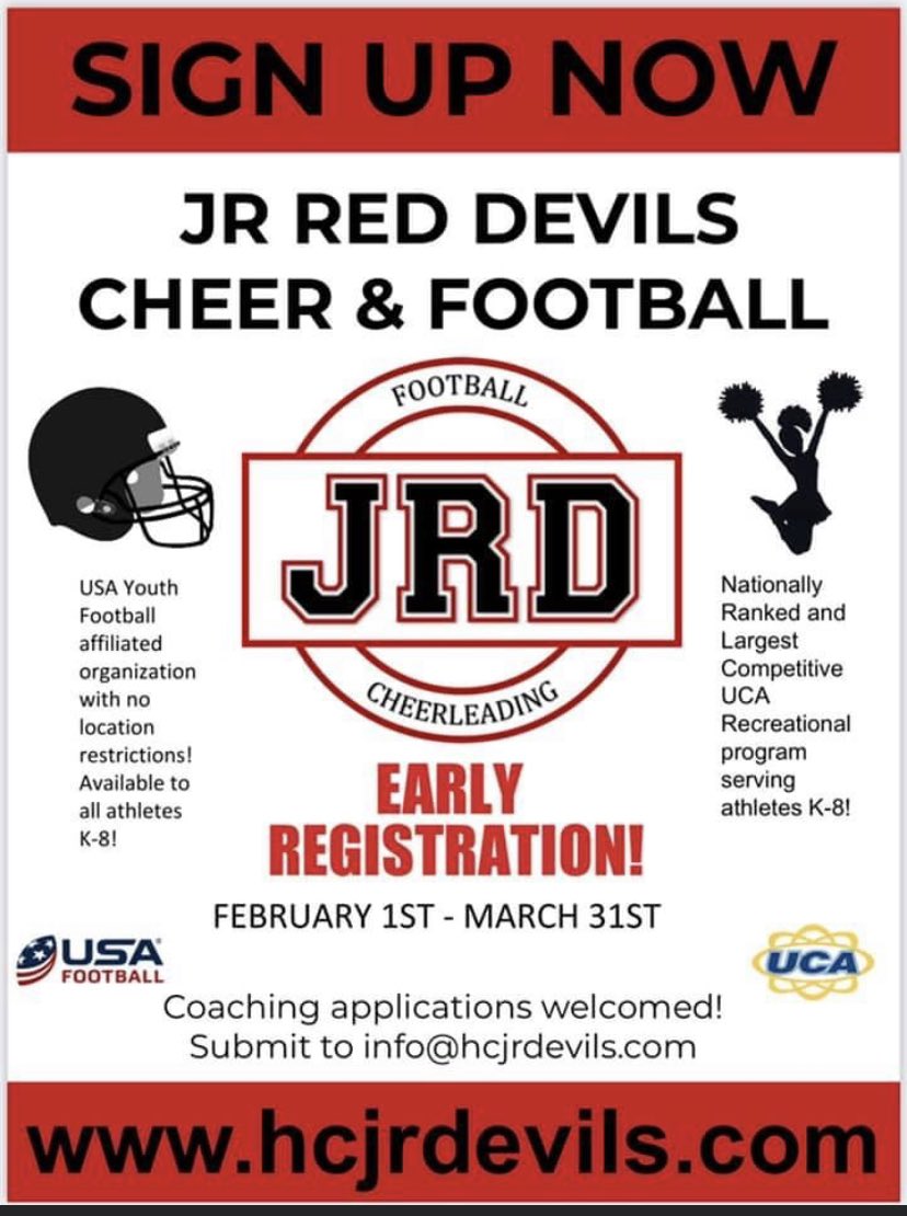 LAST DAY OF EARLY REGISTRATION 📣🏈❤️🤘🏻🖤