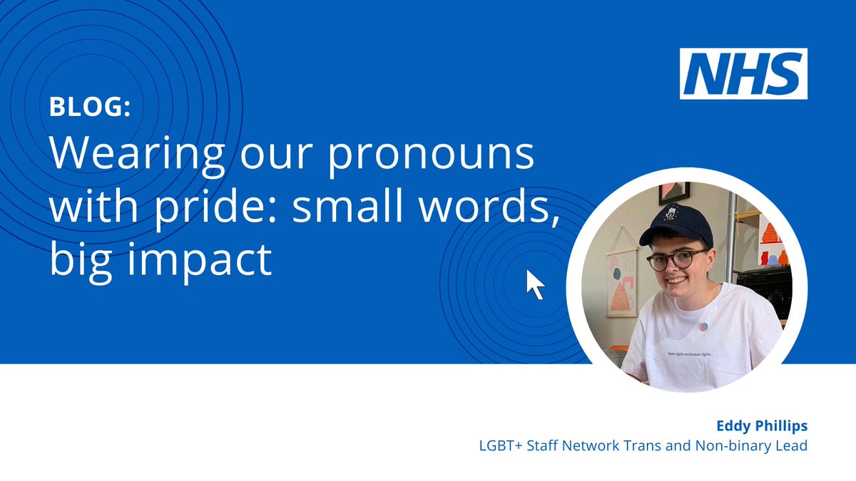 It’s #TransDayOfVisibility! Hear from our LGBT+ Staff Network’s trans and non-binary lead, <a href="/EddyLaurie1/">Eddy Draws</a>, who talks about the significance of pronouns and why it’s so important they’re visible in the NHS — both for our patients and our colleagues. england.nhs.uk/blog/wearing-o…