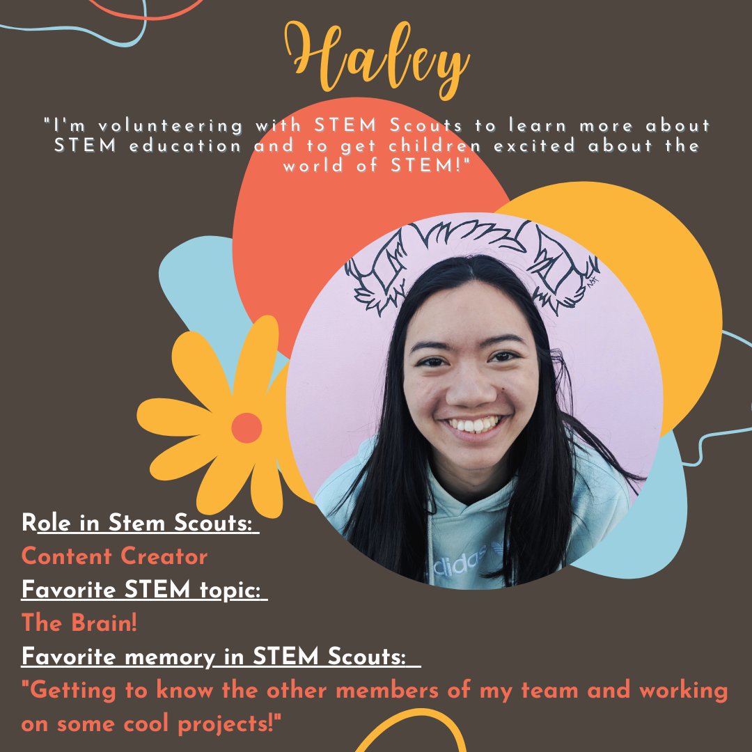 StemscoutsATX's tweet photo. Meet Haley✨ She is one of our #volunteer Marketing Content Creators on The Communication Team where she #creates #fun # STEM content on our social media pages. 🔬 Thank you for your #time and #passion! We have always enjoyed your #artistry and #cheerfulness! 🎊 https://t.co/BEAjmUDbMz