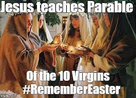 IslandPark2023's tweet photo. There are no documented scriptural events on the Wednesday before Christ's death, but we do know He taught the Parable of the 10 Virgins during this week. 5 were prepared with oil in their lamps & 5 were not. #RememberEaster #BecauseOfHim #EasterWeek #HolyWeek https://t.co/tnecoeYDps