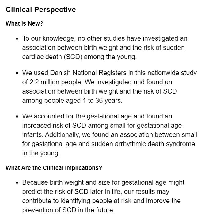 JAHA (@jaha_aha) on Twitter photo This Danish Nationwide study of 2.2 million people reports an association between low birth weight and increased risk of sudden cardiac death. ow.ly/BtpI50EcuTz <a href="/viwalo92/">Vilde Waaler Loland</a> <a href="/JacobTfelt/">prof Jacob Tfelt-Hansen</a> #AHAJournals This Danish Nationwide study of 2.2 million people reports an association between low birth weight and increased risk of sudden cardiac death. ow.ly/BtpI50EcuTz <a href="/viwalo92/">Vilde Waaler Loland</a> <a href="/JacobTfelt/">prof Jacob Tfelt-Hansen</a> #AHAJournals