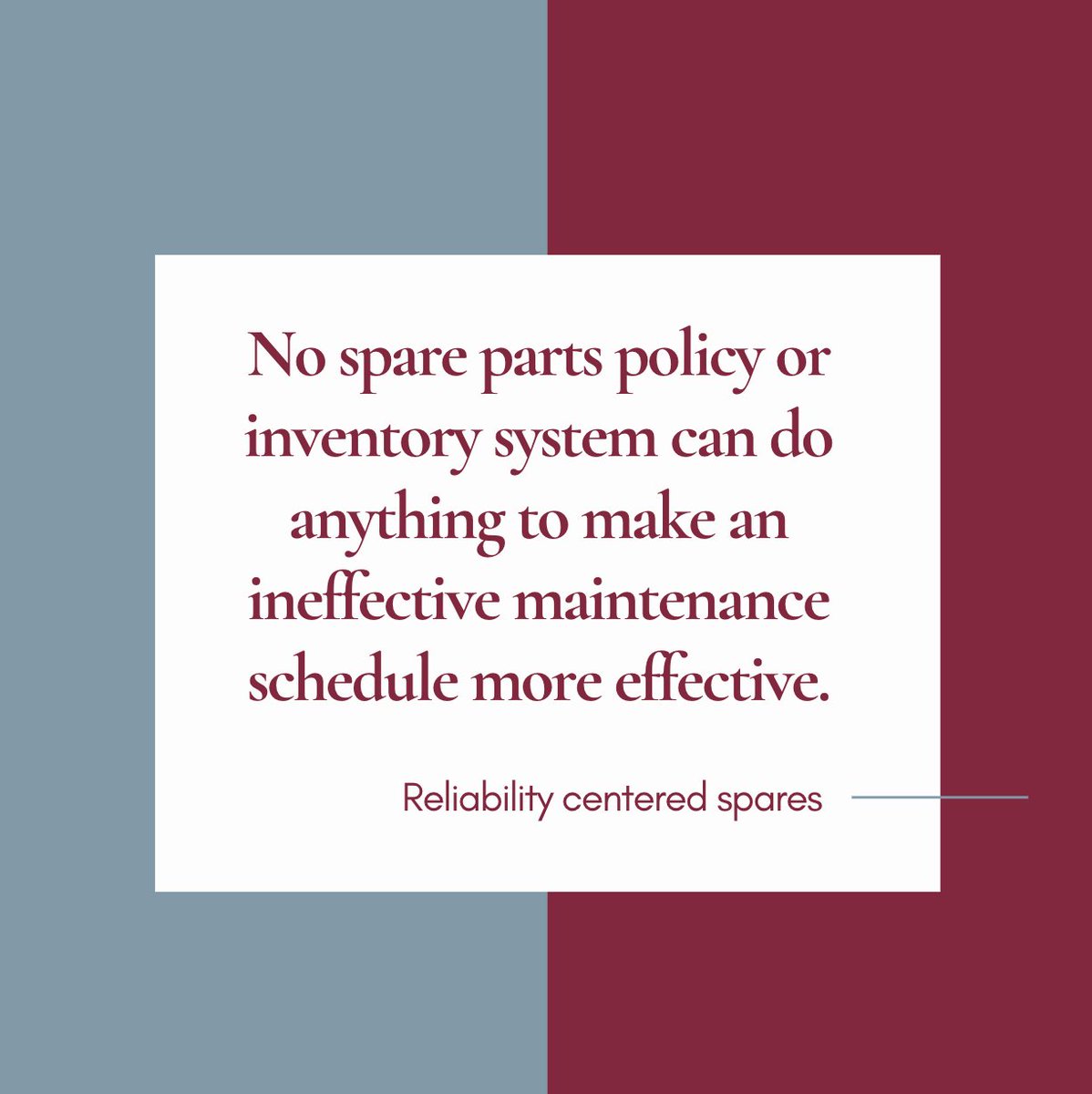 Spare parts support both planned, preventive maintenance programs and breakdown maintenance