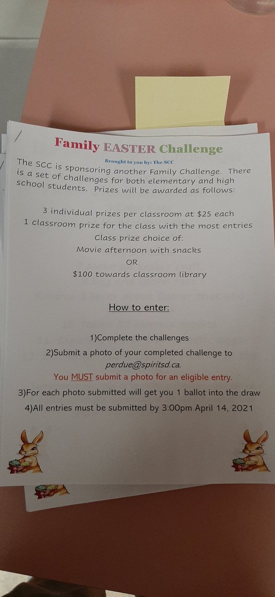 The Perdue School SCC is having a Family Easter Challenge for students in gr K-12. Lots of prizes..  lots of fun!! #supprtingliteracy and #familyfun