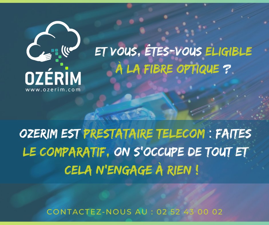 Je ne vous apprends rien, la fibre se déploie partout en Vendée ! ✅

Comme vous le savez, Ozérim est opérateur télécom pour les professionnels ! Venez faire le comparatif, le choix vous appartient, cela n'engage à rien ! 

#Fibre #télécom #élégibilité #comparatif #proximité