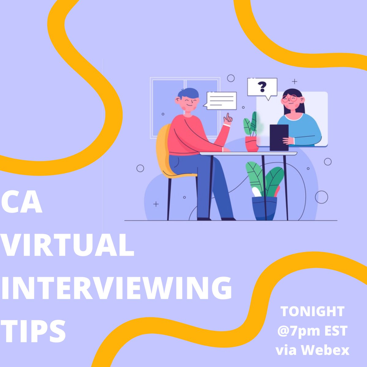 CMU_CA's tweet photo. Tonight we have a general meeting at 7pm EST via Webex. We will be going over virtual interviewing along with providing tips to help you become as successful as possible. We will also go over CA elections for next semester🔥☝️ #fireupca
https://t.co/Pi1agVzf4P https://t.co/l9WYbnhKuw