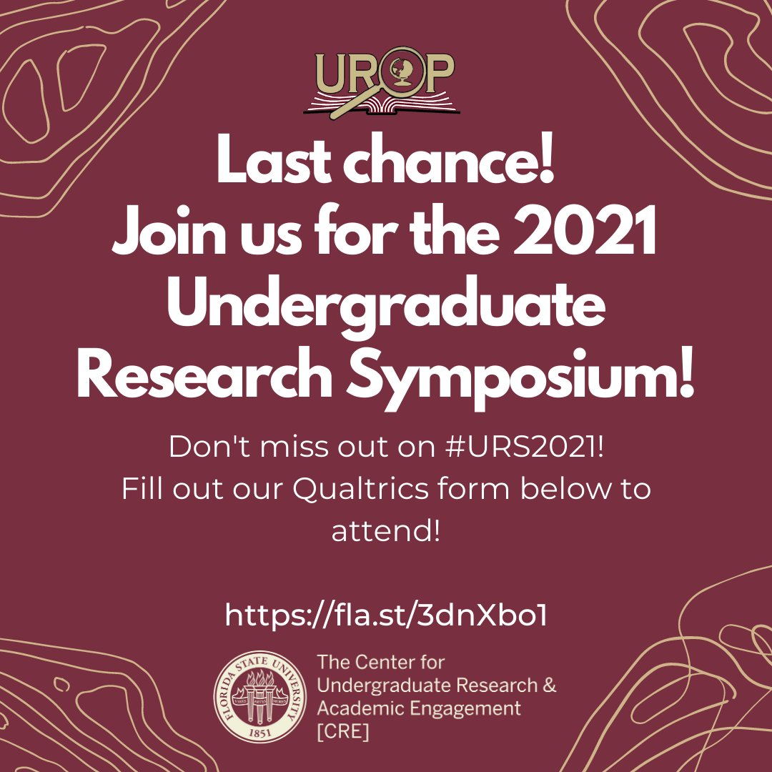 Fsu Cre Don T Miss Out On The Awesome Work At The 21 Undergraduate Research Symposium Tomorrow At 10am Is The Deadline To Register To Attend Urs21 If You Are Interested Fsu Cre Don T Miss Out On The Awesome Work At The 21 Undergraduate Research Symposium Tomorrow At 10am Is The Deadline To Register To Attend Urs21 If You Are Interested