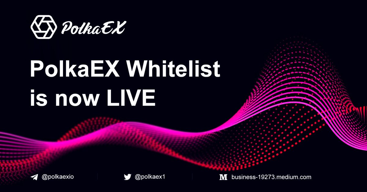 Announcing PolkaEX's Whitelisting!

Want to get Whitelisted for $PKEX?

⚡Follow @Polkaex1
⚡Like &amp; Retweet this Post
⚡Tag 2 friends
⚡Join us here t.me/Polkaexio&amp; t.me/polkaexgroup
⚡Fill the form: docs.google.com/forms/d/e/1FAI…