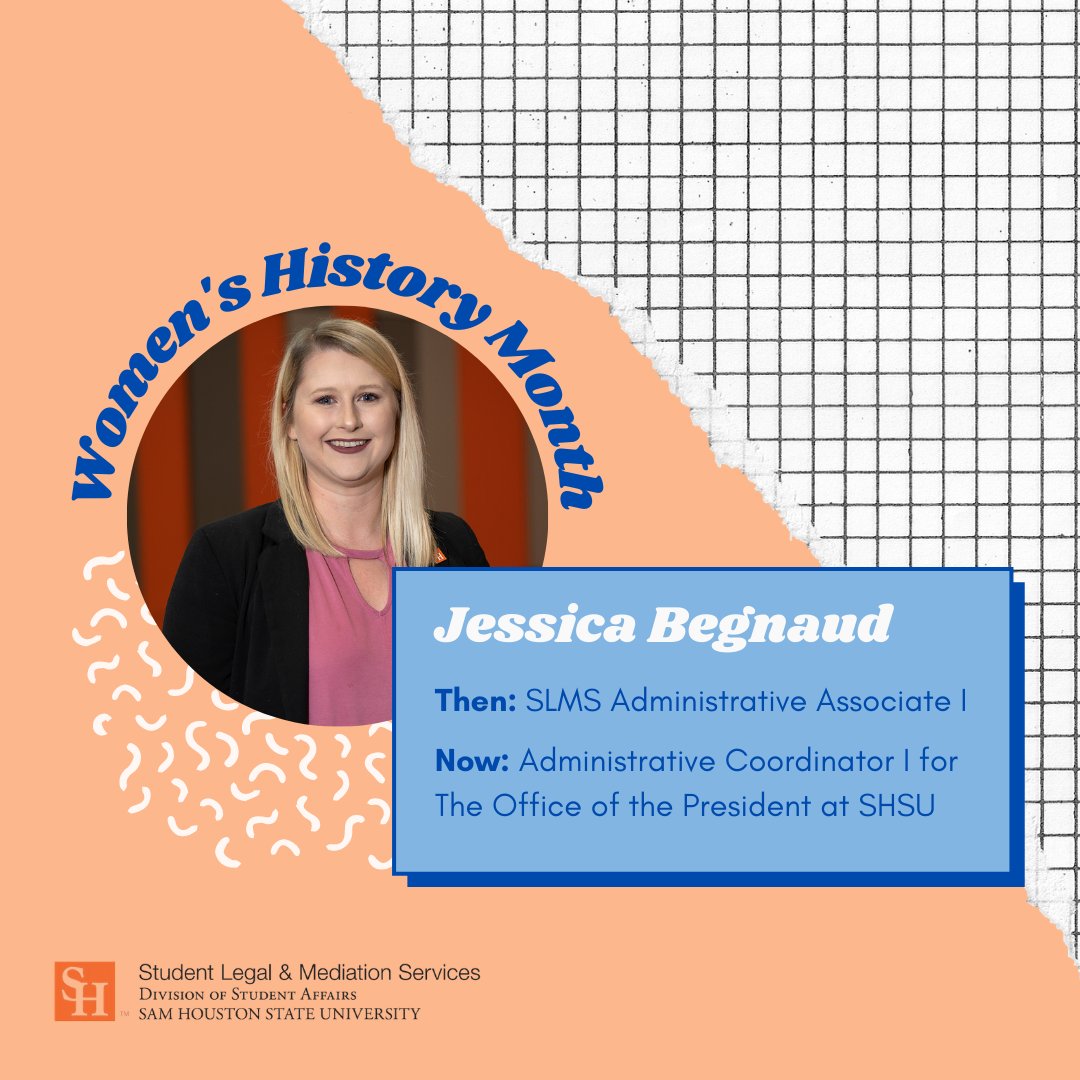 SHSUSLMS's tweet photo. Throughout Women’s History Month, SLMS has been spotlighting some of the women who have worked here. As WHM comes to an end, we would like to say a special thank you to Jessica for everything she has done for our team. We appreciate you! #SHSU #SHSUSLMS #WHM https://t.co/yvFPzak5Ky