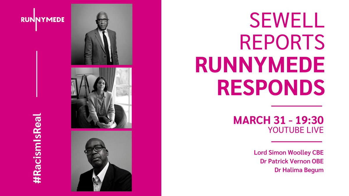 RunnymedeTrust's tweet photo. Following the shocking report from the Commission on Race and Ethnic Disparities, hear our thoughts. Live in 3 minutes: https://t.co/PXU4Xcg4GC https://t.co/WXOIDgAnEn