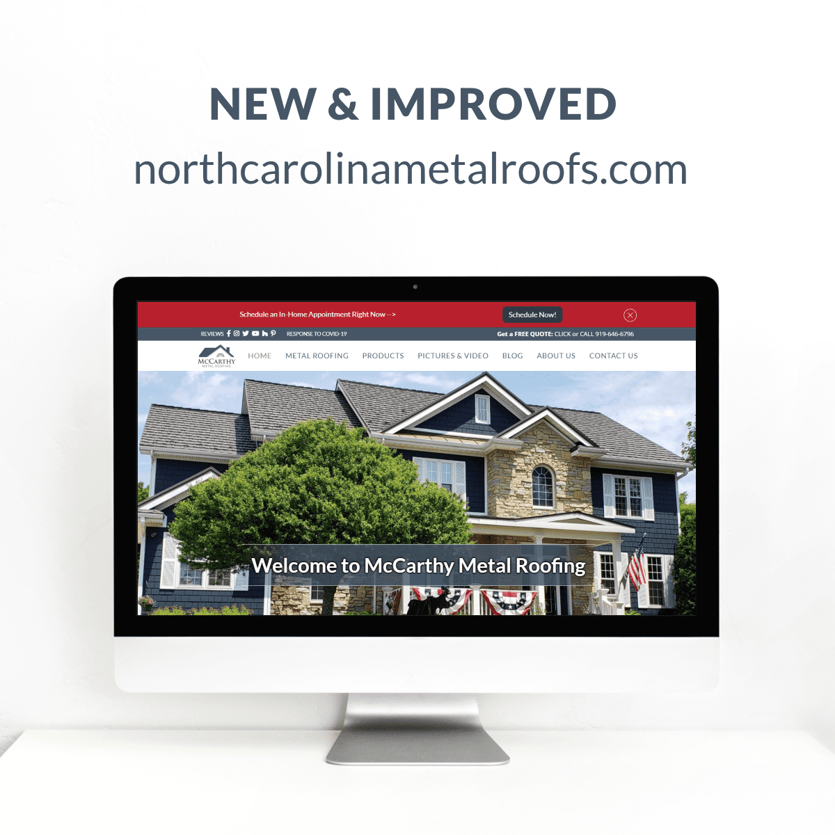 We're excited to share that our website has a new look! It's now easier than ever for you to learn more about our products, browse our gallery, contact us for a free price quote, and more. Visit northcarolinametalroofs.com to see it for yourself and let us know what you think!
