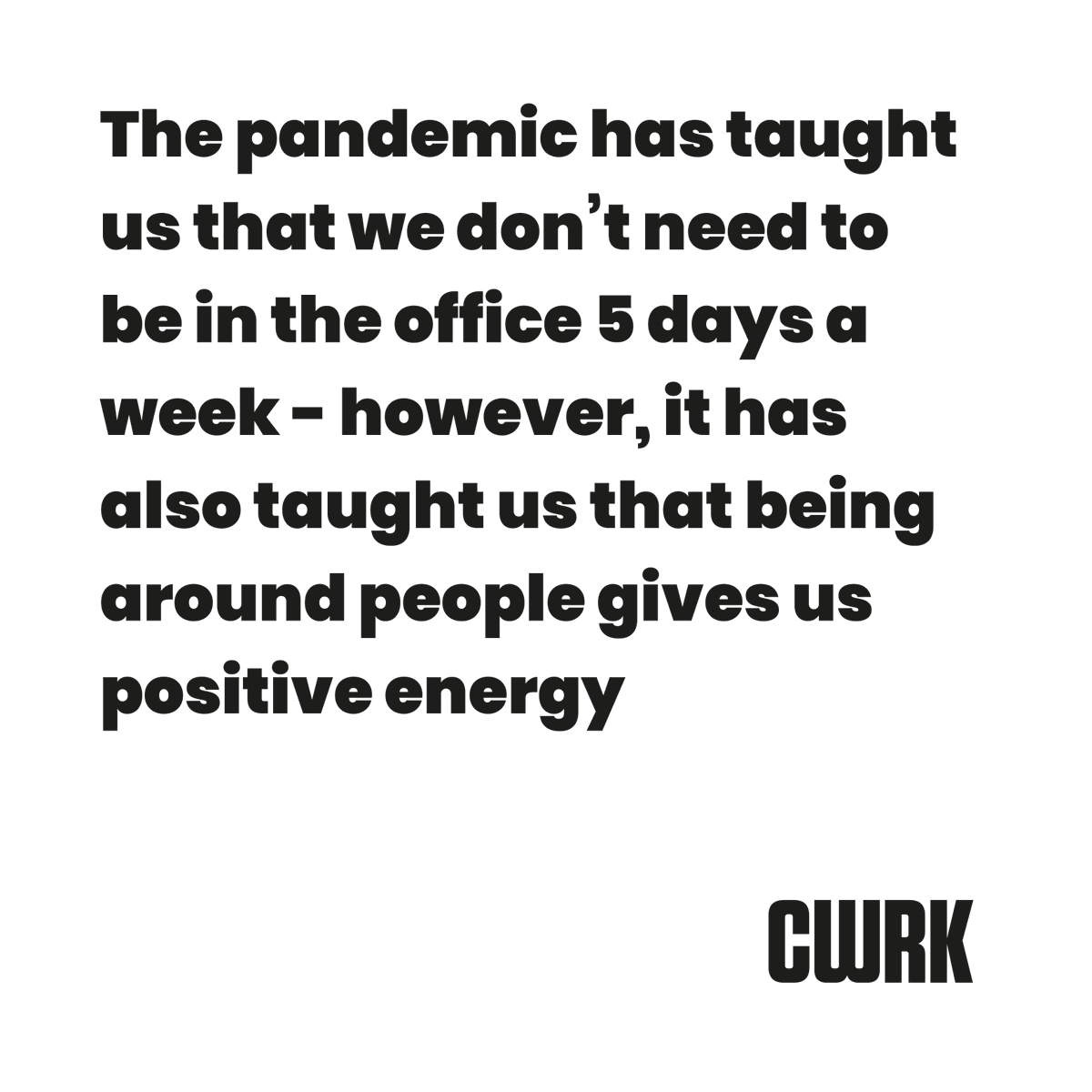 Zoom will never replace the feeling of working alongside other inspirational people. 

wearecwrk.co.uk

#cowork #wednesdaywisdom #officespace #interaction #collaboration #worktogether #teamwork