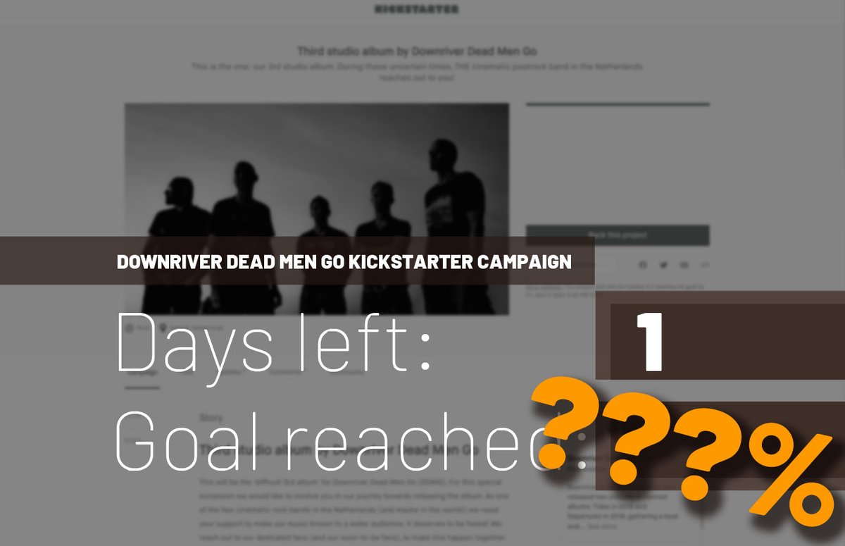 DownriverGo's tweet photo. Only 1 day left for our Kickstarter campaign!!! 

Please forward this post to everyone you know who enjoys our kind of music! 

#downriverdeadmengo #downriver #kickstartercampaign https://t.co/16Af4hHhGZ