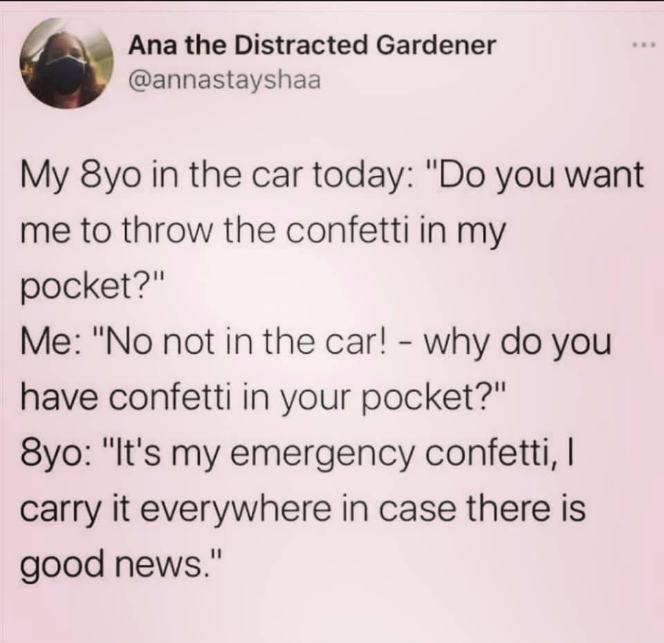 CcTags's tweet photo. This is who I strive to be — emergency confetti person. 🎉 https://t.co/CGLUKMfD0m