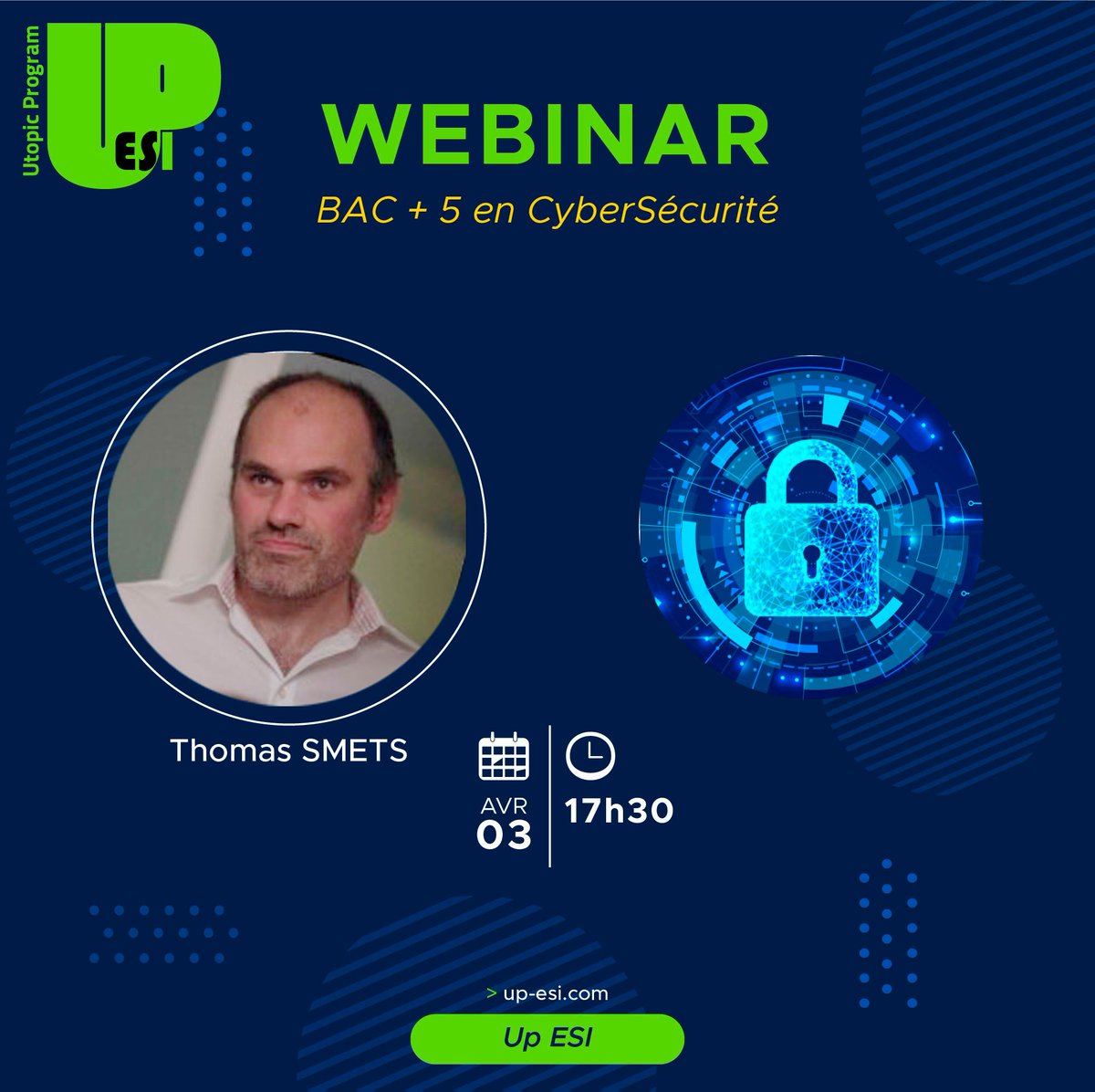 up_esi's tweet photo. >Le 03/04, Thomas vient chez Up ESI pour parler de Cybersecurity! inscription => https://t.co/HpXDFZzdF6 _ #ecole #informatique #bts #bachelor #france #mba #it #student #formation #school #digital #montpellier #cybersecurity #sécurité https://t.co/MA6tu4Szb1