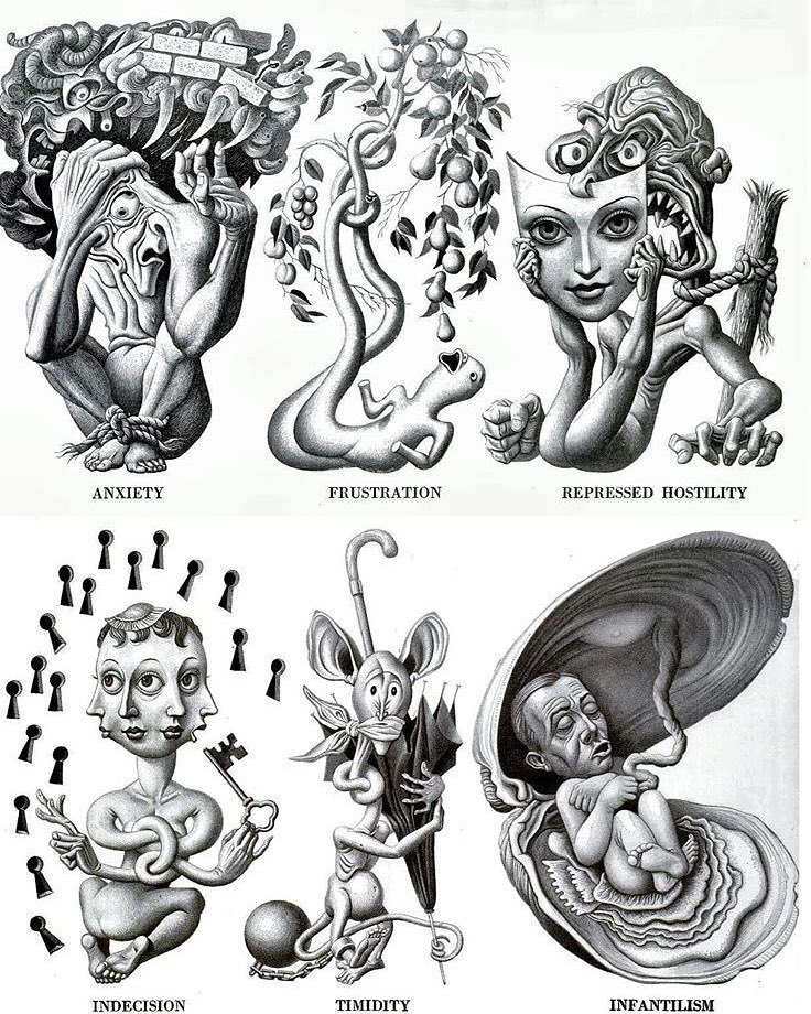 ddoniolvalcroze's tweet photo. Neurotic Symptoms, 1947. Illustrated by Boris Artzybasheff https://t.co/KIQ9tT8xrN