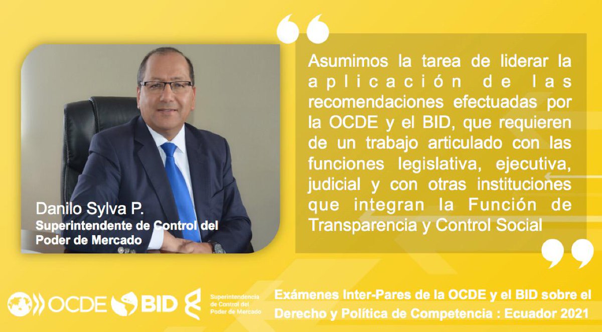 Competencia_Ec's tweet photo. @danilosylvap convocó al país a trabajar en un objetivo común: “alcanzar estándares internacionales, mejoras normativas y fortalecer el régimen de competencia en beneficio de los ciudadanos”
#PeerReviewCompetencia https://t.co/z7g3FRAFXN