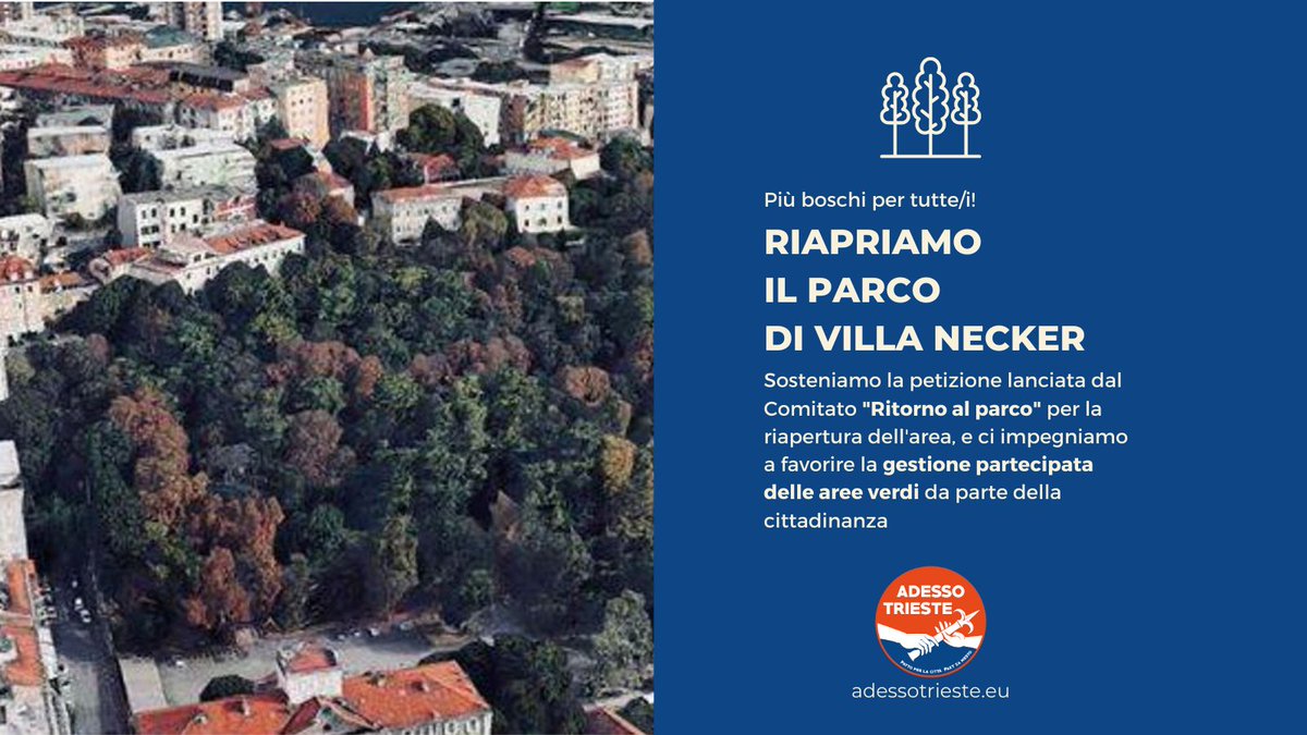 In pieno centro a #Trieste in una zona povera di #verde, c'è un #parco grande due volte #piazzaUnità inaccessibile da anni. Adesso Trieste sostiene la petizione del Comitato "Ritorno al parco" per la sua riapertura e gestione partecipata.

Per firmare: change.org/p/sindaco-di-t…