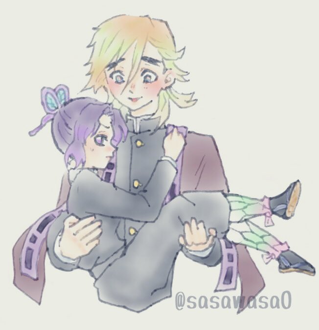 ささみわさびさんがTwitterに投稿した胡蝶しのぶ(鬼滅の刃)のイラスト。