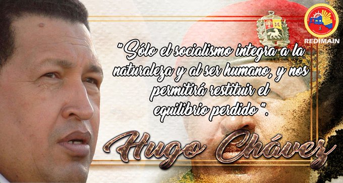 #31Mar ⏩ Pensamiento del Comandante Supremo Hugo Chávez:

“Sólo el socialismo integra a la naturaleza y al ser humano, y nos permitirá restituir el
equilibrio perdido.”

Aló Presidente N° 257.
Parque Nacional El Ávila.
4 de junio de 2006.

#TodosContraElVirus 😷