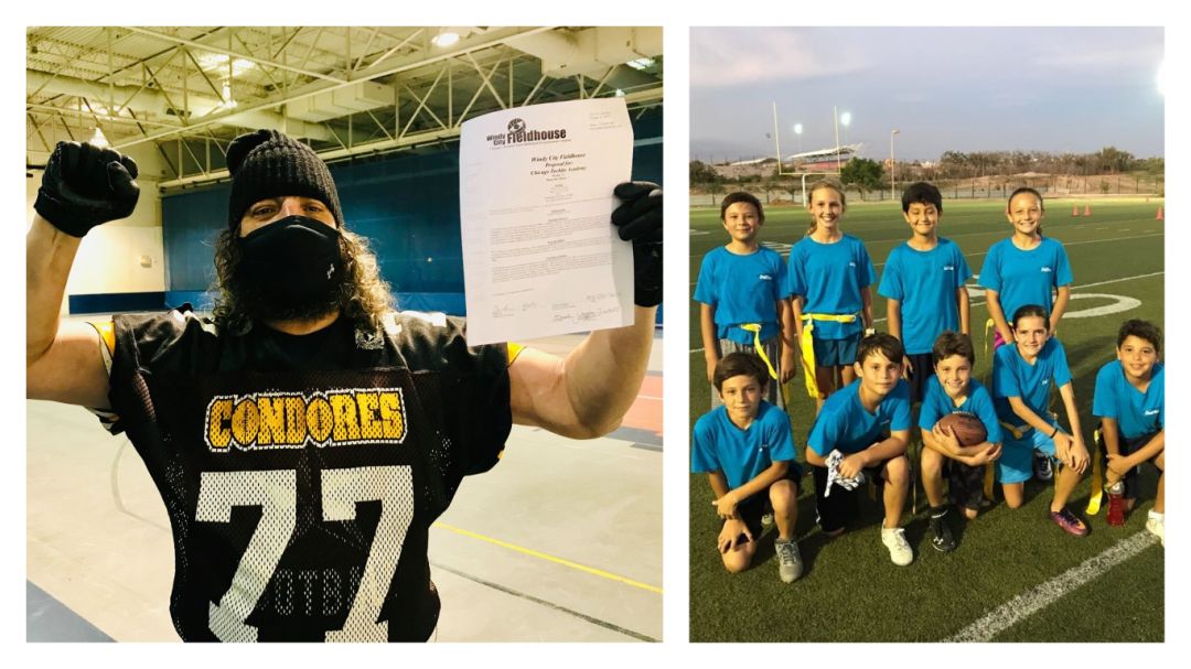 BlockClubCHI's tweet photo. A former football player has launched a Logan Square flag football camp in hopes of boosting Latino representation in the sport. He's offering scholarships to four neighborhood kids who parents are immigrants. https://t.co/H9QR7JfWWK https://t.co/VzS6hya3s5