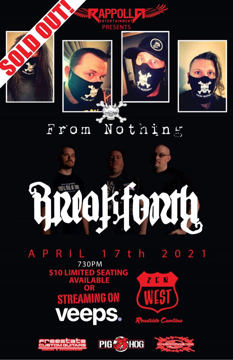 BreakforthMusic's tweet image. April 17th at Zen West is SOLD OUT!! Your next chance to see us in person is May 15th at Powerplant Live! Tickets go on sale THIS FRIDAY! Get yours ASAP because this WILL SELL OUT as well!!