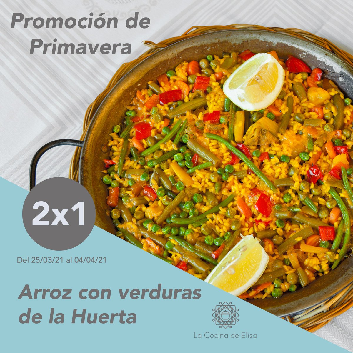 ¡Que levante la mano quien quiera un delicioso arroz con verduritas 🙋‍♀️🙋‍♂️! Aprovecha la promo de La Cocina de Elisa y disfruta, hasta el próximo 4 de abril, de un 2x1 en cualquiera de nuestros arroces 🥘.
🌐 lacocinadeelisa.es
☎️ 952 03 99 50
📲Whatsapp : 622 51 51 13