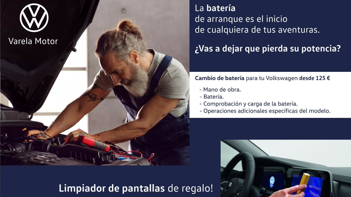 VarelaMotorSL's tweet photo. Cambio de batería para tu Volkswagen desde 125 € https://t.co/kLDUrhSuxX