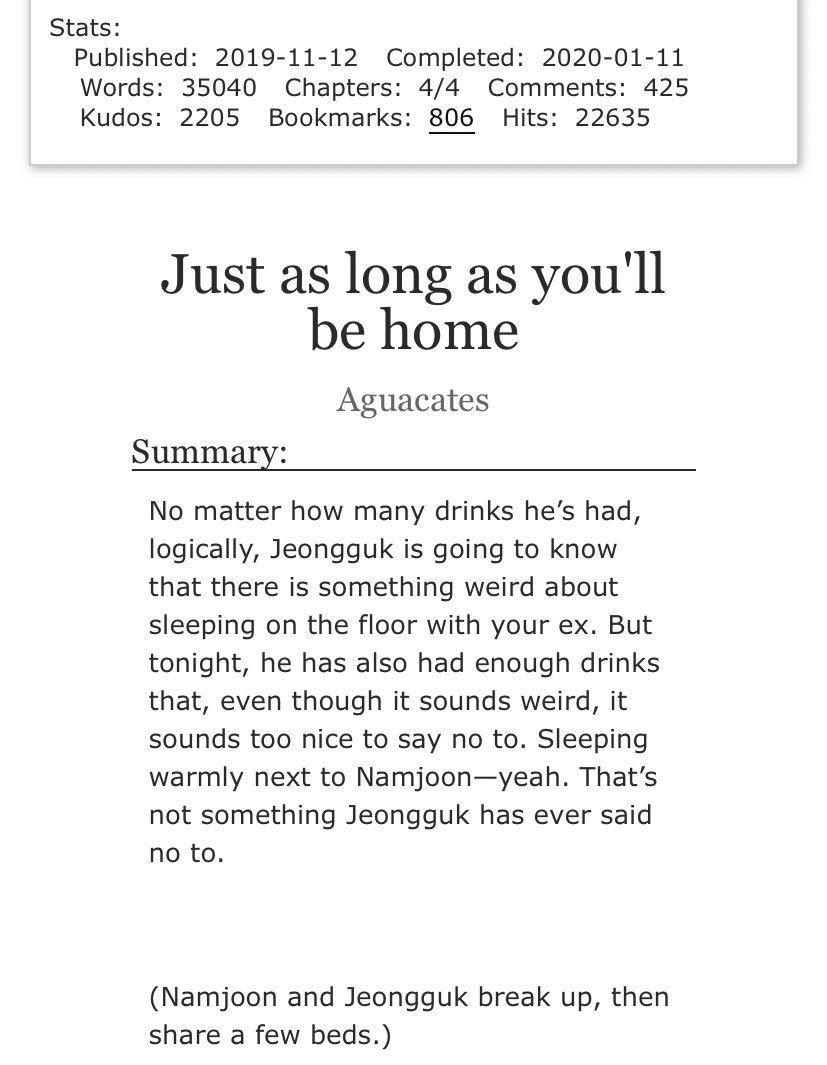 just as long as you’ll be home | break ups | getting back together | angst | happy end | archiveofourown.org/works/21515479 by Aguacates