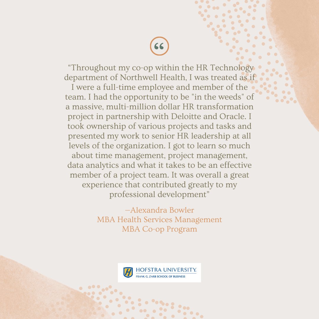 ZarbSchool's tweet photo. Hear from Alexandra Bowler, MBA, Health Services Management, and Joey Leung, MBA Business Analytics, about their experiences participating in the Zarb MBA co-op program. For more information about the program, visit: https://t.co/MGVpBgPEML https://t.co/47MhX8ocI6