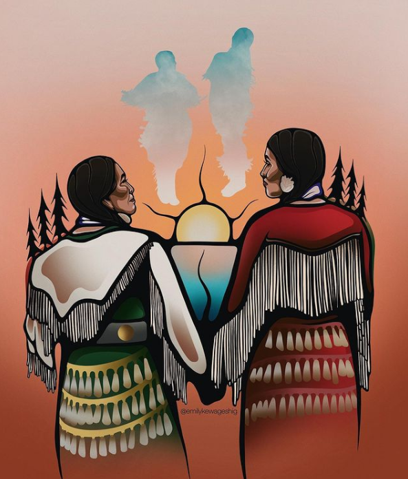 MiskituThe's tweet photo. As women's history month comes to a close, let's remember to always care for the needs of Native Womxn and girls. Visit https://t.co/eqABVbLjEl to support our efforts! Art by @emilykewageshig https://t.co/hzlf5PBJGj