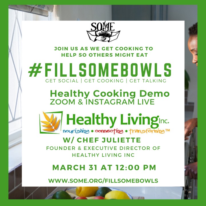 Due to Zoom tech challenges, we're going to be live on Instagram.com/SOME_DC/live ! Tune in &amp; check out a special veg stir fry healthy cooking session w/ Chef Juliette &amp; learn some #nutrition #education for simple #healthyeating! 

Supporting <a href="/SOME_DC/">So Others Might Eat</a>
Together, let's #fillsomebowls!
