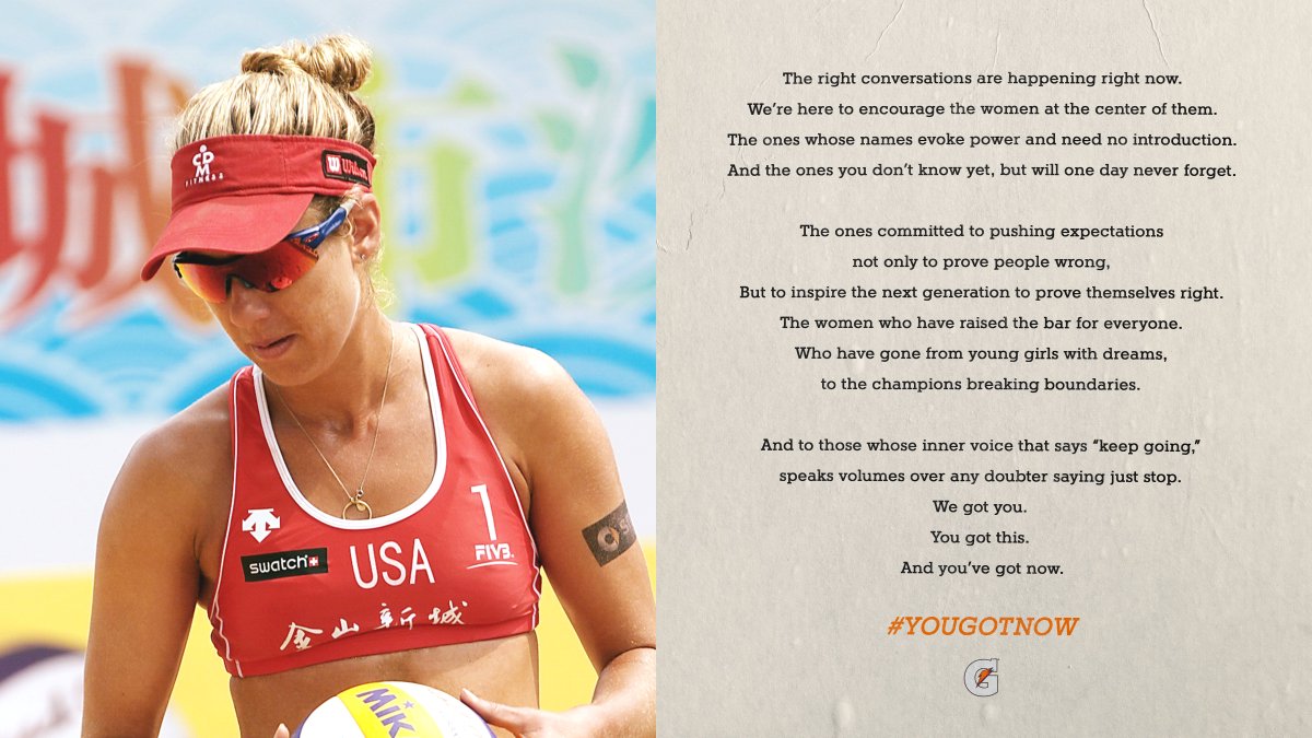 Gatorade's tweet photo. For the women leaving legacies by never letting up. 

You got this. 

And #YouGotNow.

@AprilRossBeach https://t.co/elWk5rHlfa