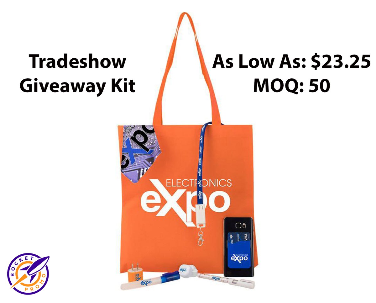 Tradeshows &amp; Events are making a comeback in 2021, check out this event giveaway kit! Shop this option and more by tapping below. #promotionalproducts #tradeshow #eventgifts rocketpromo.com/product/SP-269…