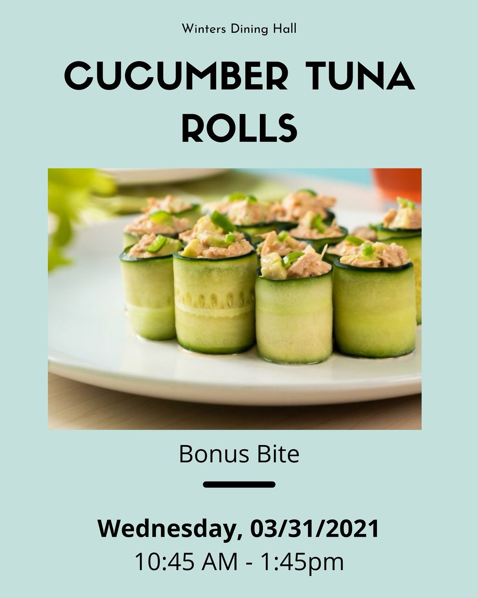 CU_dining's tweet photo. Cucumber Tuna Rolls Bonus Bite today at lunch! #bonusbites https://t.co/suksBaPBtY