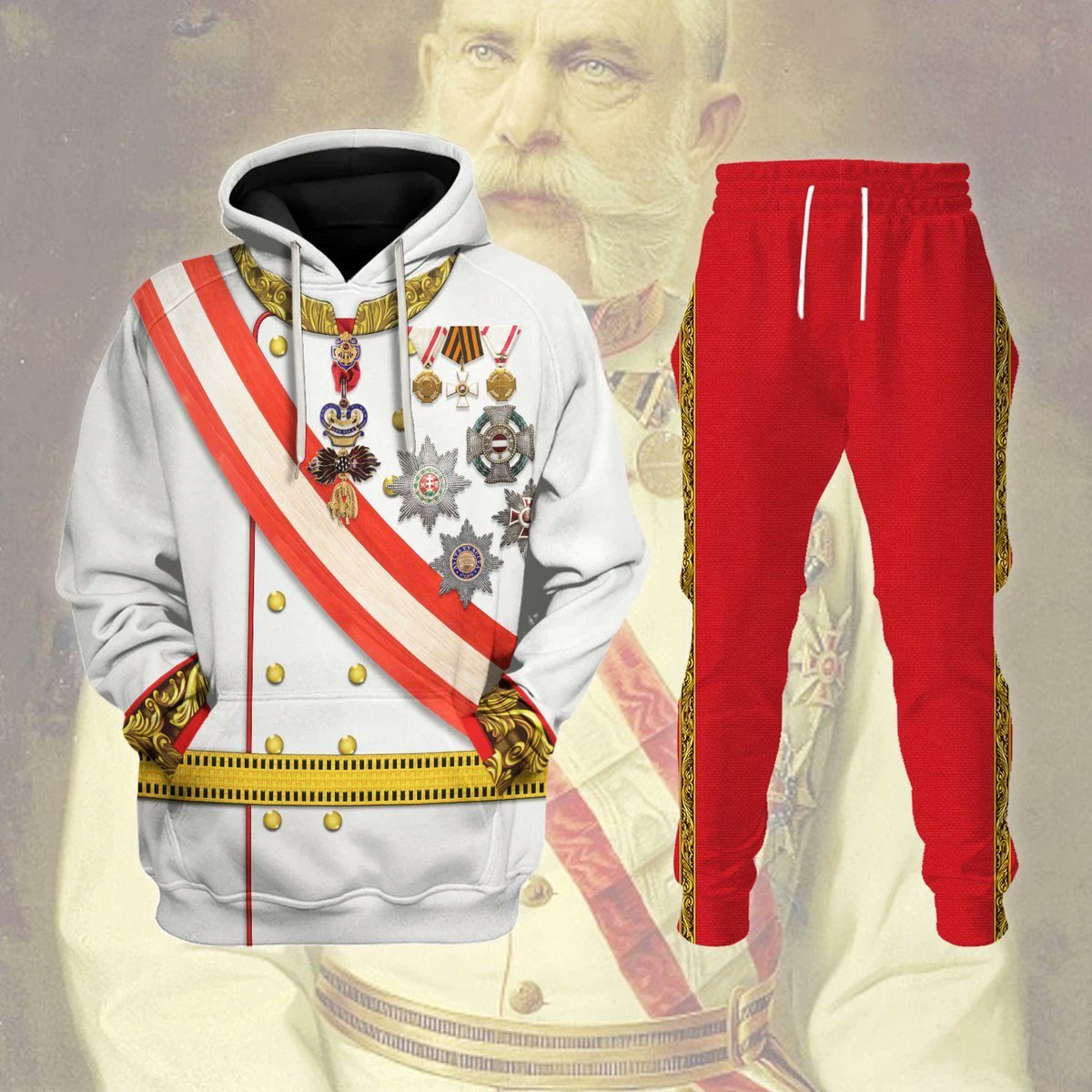 nick_kapur's tweet photo. For all you World War I fanatics out there, you can now purchase Kaiser Wilhelm II, Emperor Franz Joseph I, Tsar Nicholas II, and Archduke Franz Ferdinand hoodie tracksuits!!! 😂😂😂 https://t.co/Ov9DDX9bOx