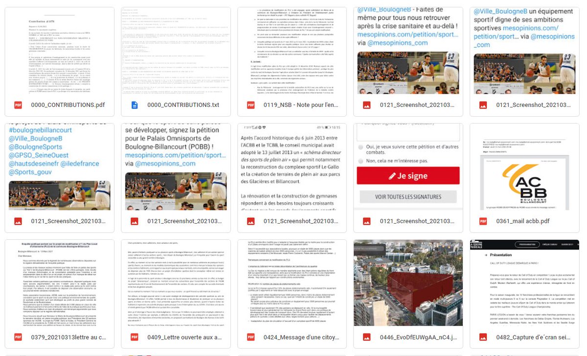 Retrouvez toutes les 1677 contributions à l'enquête publique sur la modification du PLU de #BoulogneBillancourt : 

drive.google.com/file/d/1iJ61kW…

Saluons la participation massive des Boulonnaises et des Boulonnais. Le besoin de #DemocratieLocale est manifeste !