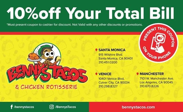 All family, friends, and fans of SAMOHI Baseball are VIP at Benny's Tacos. Get 10% off your total bill just by showing the cashier your coupon. Thanks Benny!
<a href="/BennysTacos/">Benny's Tacos</a>    bennystacos.com