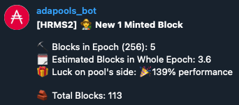 Wiiinnie's tweet photo. Still a few hours until this epoch closes and #cardano block production becomes fully decentralized! Both #HRMS pools are already above 100% and providing sweet rewards for the delegators! Thanks a lot for your continuous support since 2019!! 😎 #hermespool #crypto #ada #HRMS2 https://t.co/adqzfdDFf8
