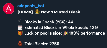 Wiiinnie's tweet photo. Still a few hours until this epoch closes and #cardano block production becomes fully decentralized! Both #HRMS pools are already above 100% and providing sweet rewards for the delegators! Thanks a lot for your continuous support since 2019!! 😎 #hermespool #crypto #ada #HRMS2 https://t.co/adqzfdDFf8