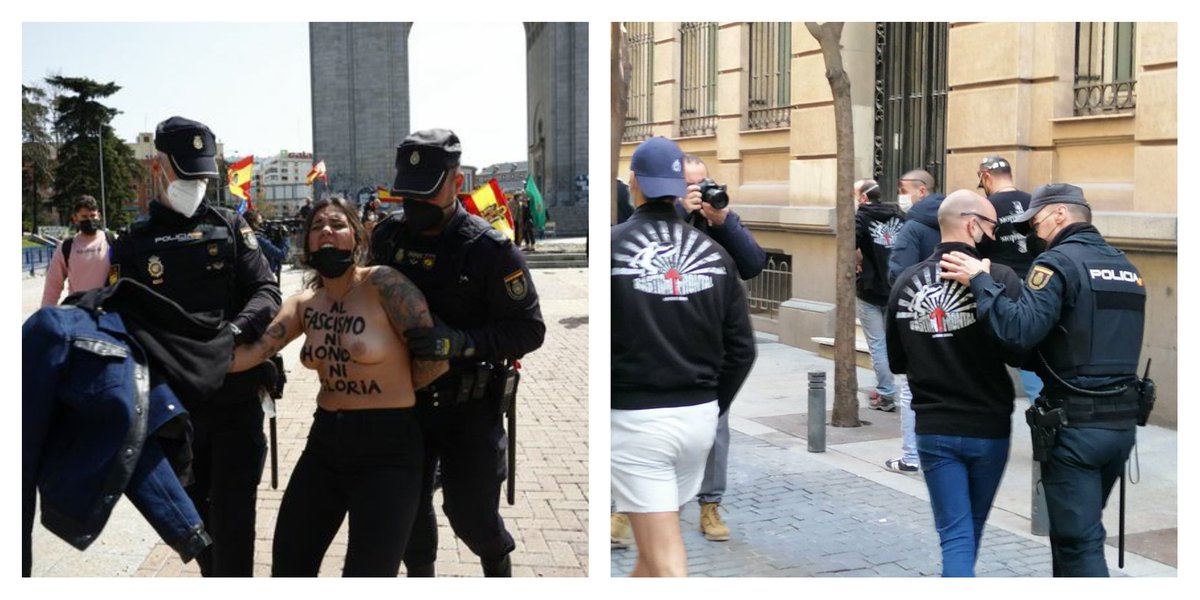 Cuando intentas boicotear manifestaciones fascistas vs cuando lo intentan ellos