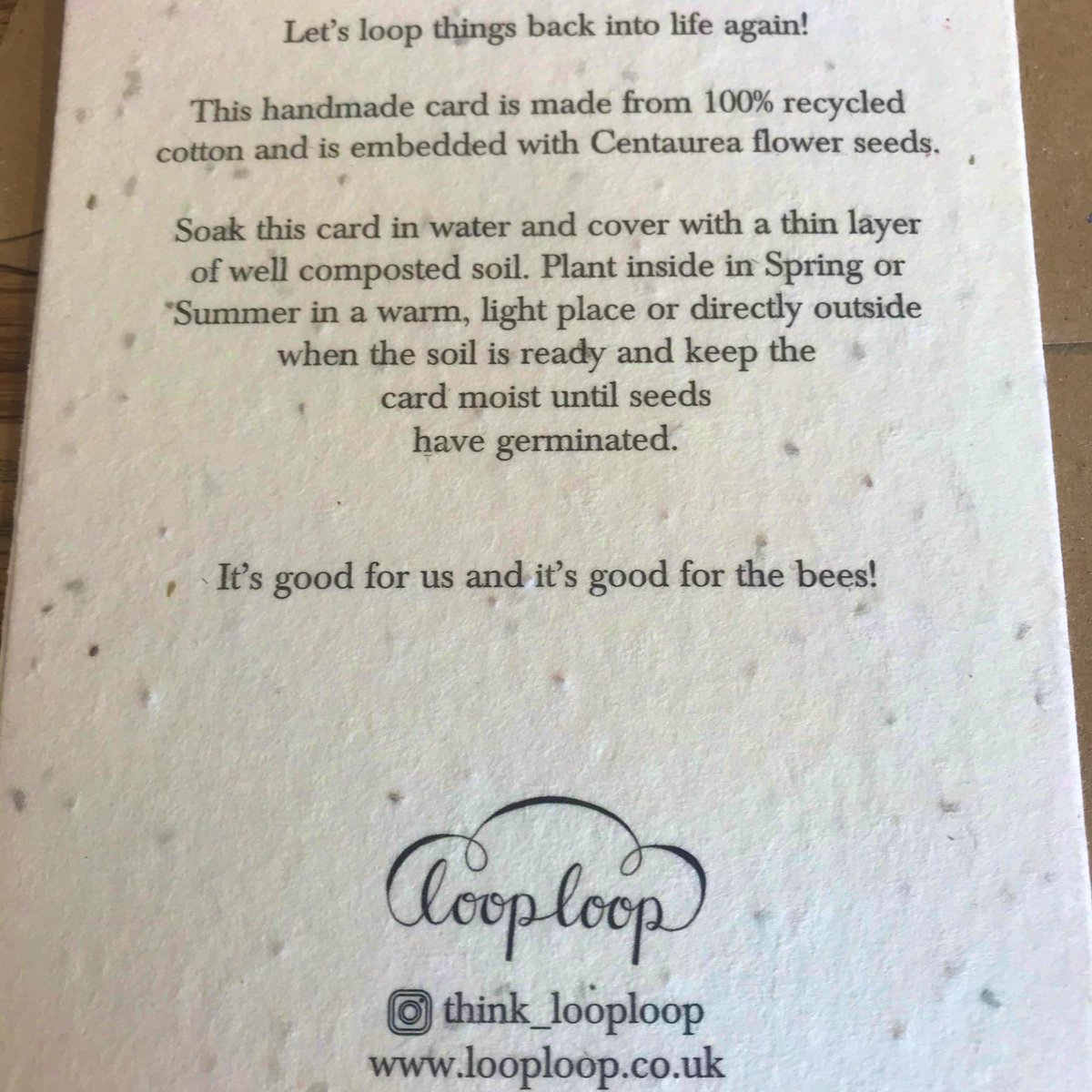 If you absolutely must insist on the anarchic writing of “cards” to people wishing them “well” or “happy day you were borns” then keep the bees happy an all with these seed embedded Loop Loop cards from <a href="/ACircleBack/">A Circle Back</a>
